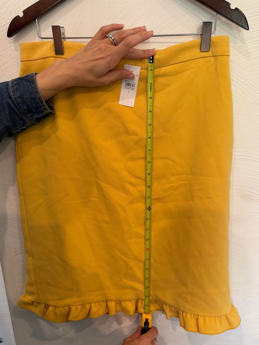 Ann Taylor Mustard Yellow Pencil Skirt with Ruffle Trim - Picture 5 of 6
